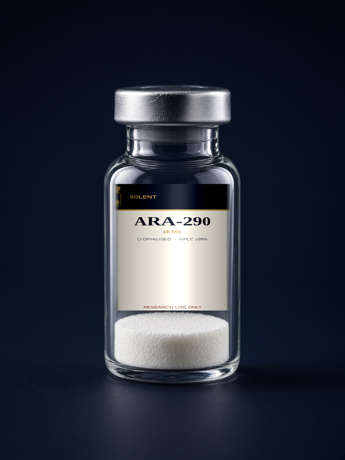 ARA-290 16 mg lyophilised research peptide vial, HPLC ≥99%, Solent Peptides Southampton