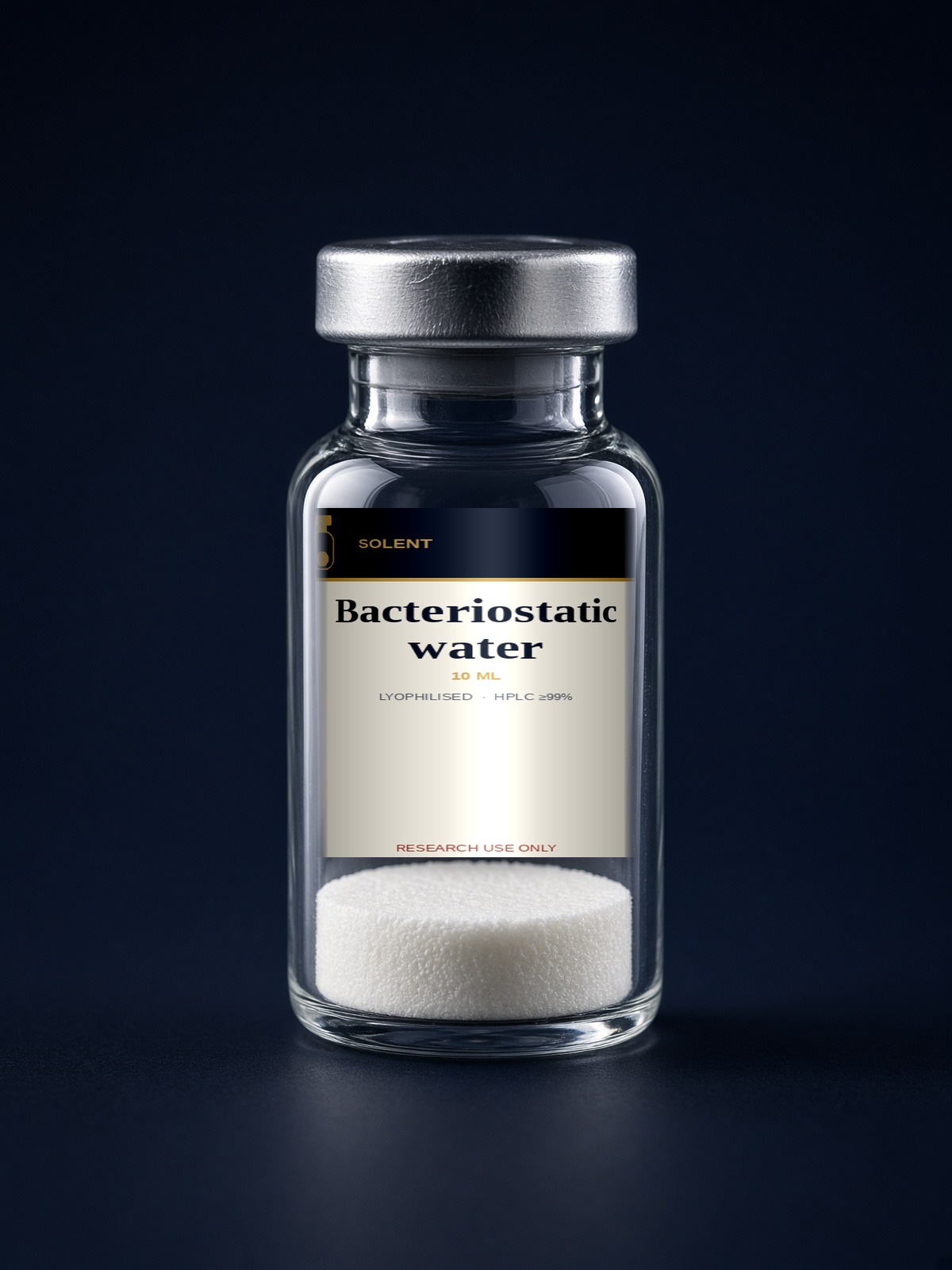 Bacteriostatic Water 10 ml laboratory solvent, sold separately, Solent Peptides Southampton
