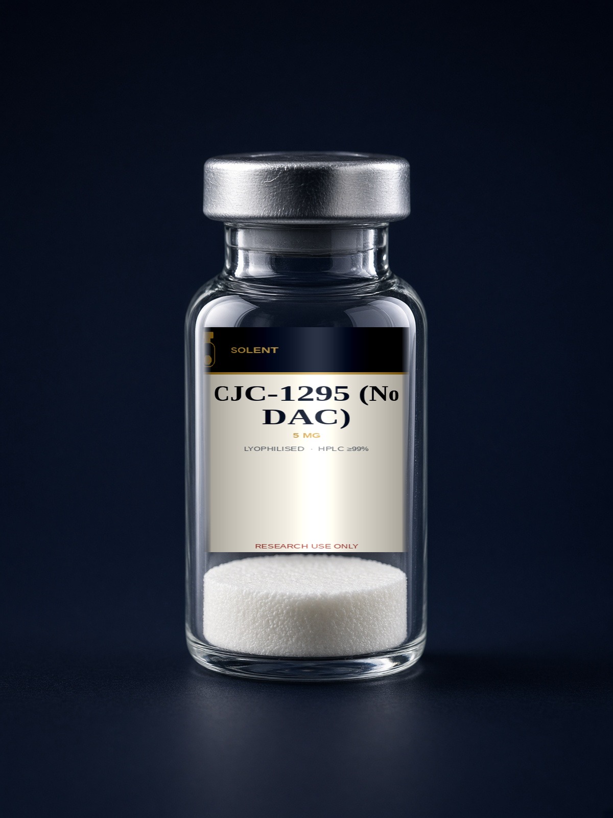 CJC-1295 (No DAC) 5 mg lyophilised research peptide vial, HPLC ≥99%, Solent Peptides Southampton