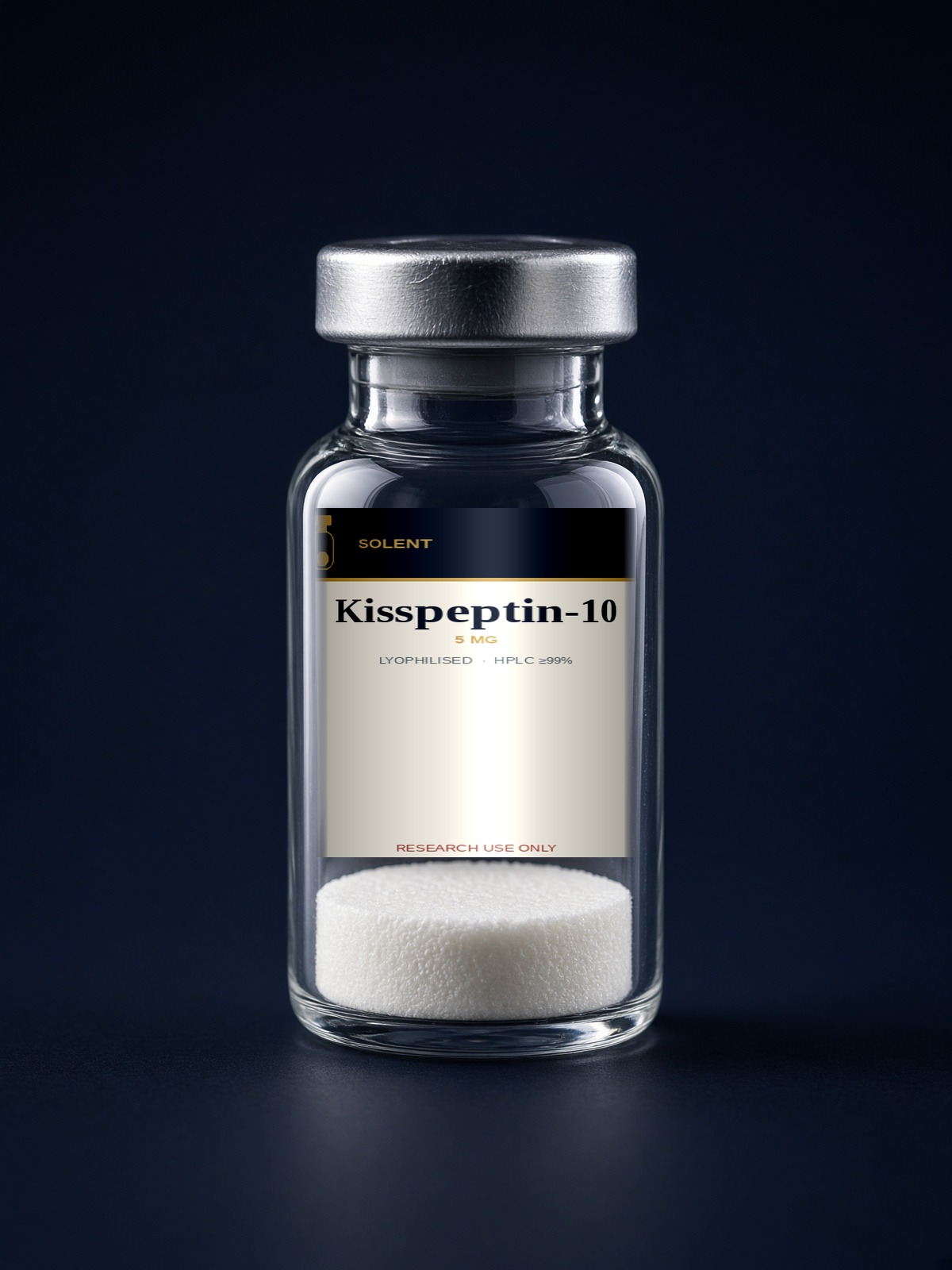 Kisspeptin-10 5 mg lyophilised research peptide vial, HPLC ≥99%, Solent Peptides Southampton