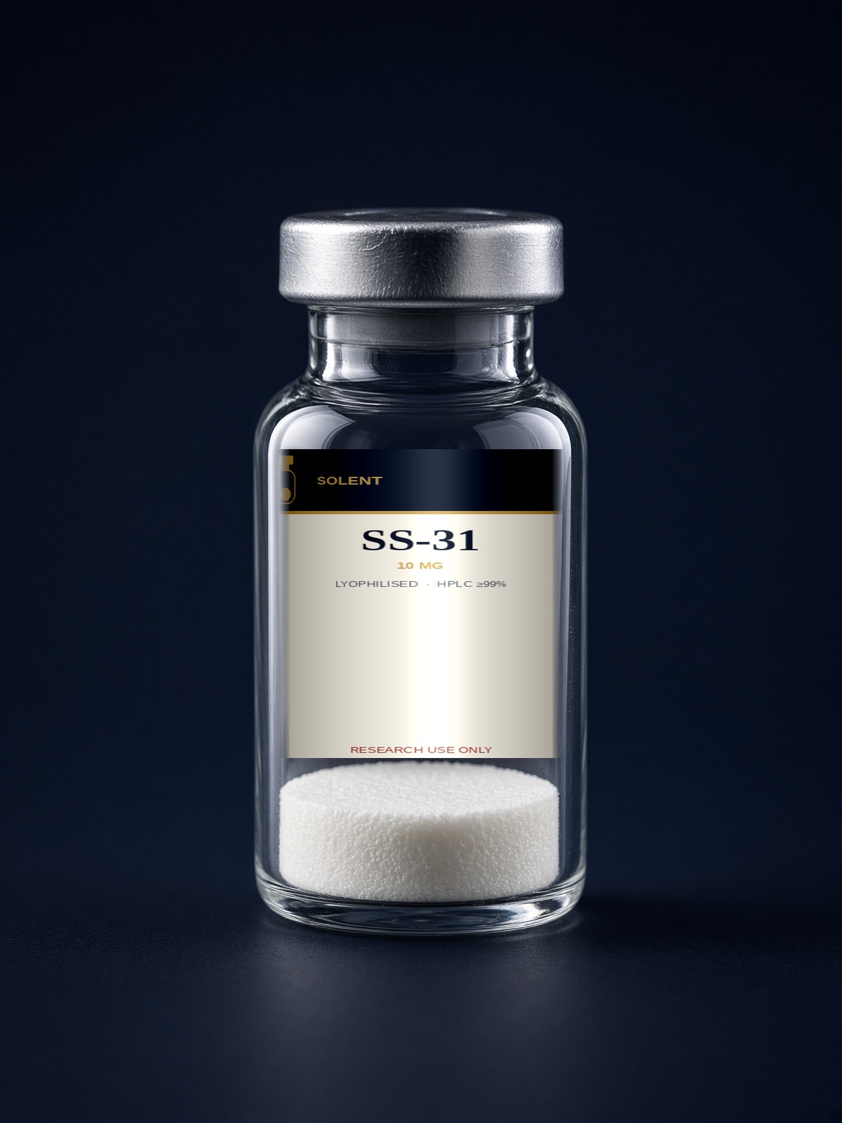 SS-31 10 mg lyophilised research peptide vial, HPLC ≥99%, Solent Peptides Southampton